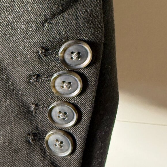 Eddie Bauer Blazer Jacket Size 6 Dark Brown Gray Button Back Detail - Picture 10 of 13